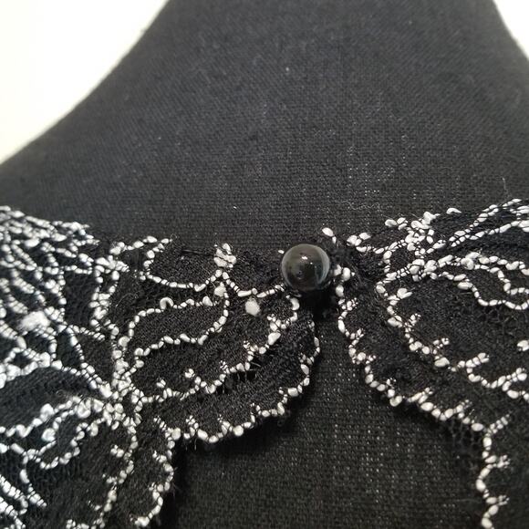 Candalite Women's Formal Black & Gray Lace Knee Length Round Neck Lined Size M - Picture 6 of 10